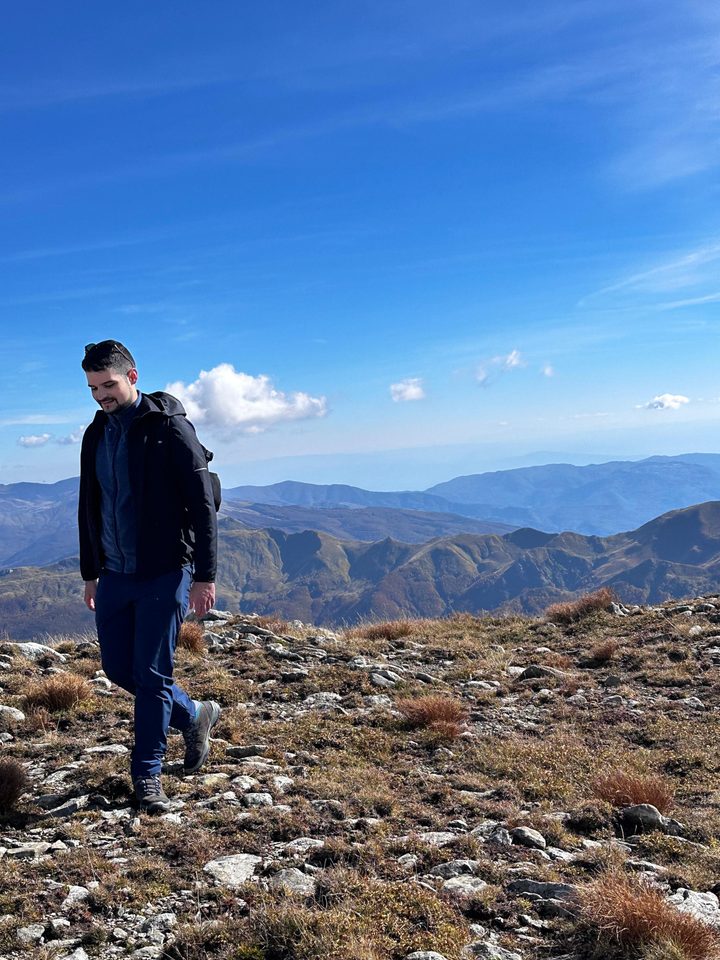 Gianmarco Cariola outdoors in the mountains